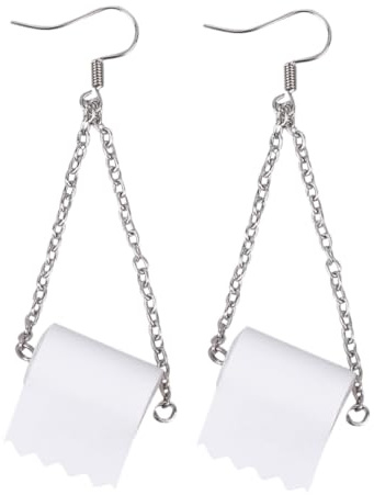 ORFOFE 2 Pairs Toilet Roll Paper Earrings Lightweight Alloy Eardrop Jewelry for Women Unique Fashion Accessory Gift for Parties and Daily Wear