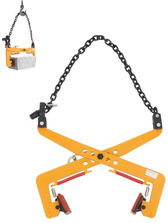 Hebezange 350 kg, Bordsteinzange, Verstellbare Steinklemme, Öffnung von 30-51cm, Einsatzbereit, Versetzzange für Stein Anheben und Transportieren (Gelb)