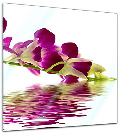 Glasbild - Orchidee IV - 20 x 20 cm - Deko Glas - Wandbild aus Glas - Bild auf Glas - Moderne Glasbilder - Glasfoto - Echtglas - kein Acryl - Handmade