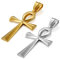JewelryWe Schmuck 2pcs Edelstahl Ägypten Ägyptisches Zeichen Anch o. Ankh Kreuz Anhänger mit 50cm Kette, Halskette für Herren Damen, Gold Silber