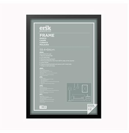 Grupo Erik Bilderrahmen DIN A1, 59,4 cm x 84 cm Posterrahmen, MDF - Holzdekor - Holzoptik, Schwarz