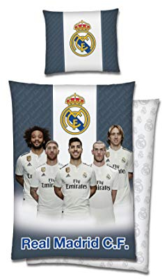 tex idea Real Madrid Bettwäsche-Set 140x200cm Baumwolle mit Reißverschluss Players Spieler