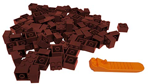 LEGO Classic 100 Stück 2x2 Steine (3003) mit Steinetrenner (braun)