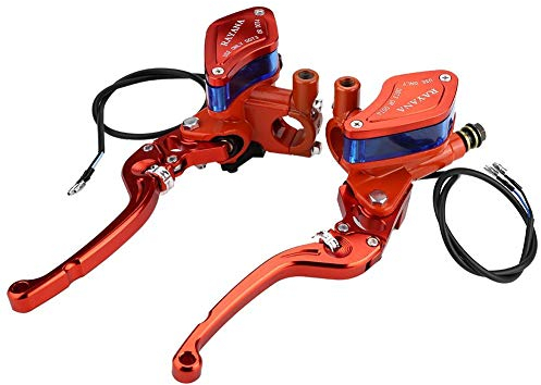 Bremskupplung Bremsgriff Bremshebel, 22mm Hauptbremszylinder Vorratshebel Universal Motorrad CNC Rollenverstellung Hydraulische Bremspumpe Schwarz/Orange/Titan(Orange)