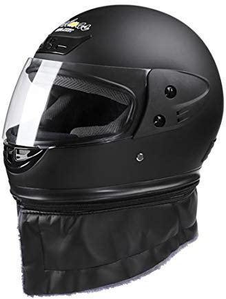 ATK Motorradhelm Transparente Anti-Fog Windschutzscheibe mit Abnehmbarer Wärmekragen, Einheitsgröße,Black