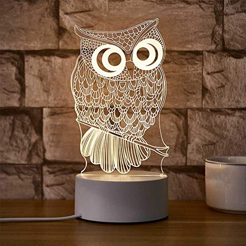 Chao Zan Eulenlampen 3D Optische Täuschung Nachtlicht LED Tischlampe 3 Farben Taste Steuerschalter Mit 220V EU Stecker Tischlampen Für Schlafzimmer Wohnzimmer Kinderzimmer Bar Tischlampen