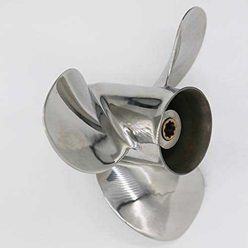 Flish Propeller OEM Edelstahl Außenbordpropeller passend für Yamaha-Motoren 9,9–15 PS, 8 Zähne Spline, RH (9 1/4 x 12)