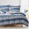 Damier Bettwäsche 200x200 cm Blau Blau Weiß Geometrisch Muster Bettbezug Set mit 2 Kissenbezügen 80x80 cm