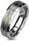 Paula & Fritz® Ring Damen Wolframcarbid Gebürstet Gr. 49 (15,6) Silber-Gold 6-mm Breit Herren-Ring Partner-Ring Damenring Verlobungs-Ring Ehering