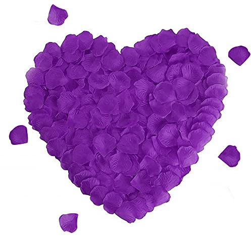 Rayong 1000 Stück Rosenblätter Rot Rosenblüten Künstliche Gefälschte Rosenblätter Rosen Blätter für Romantische Atmosphäre und Hochzeit, Valentinstag, Party Dekoration (Lila)