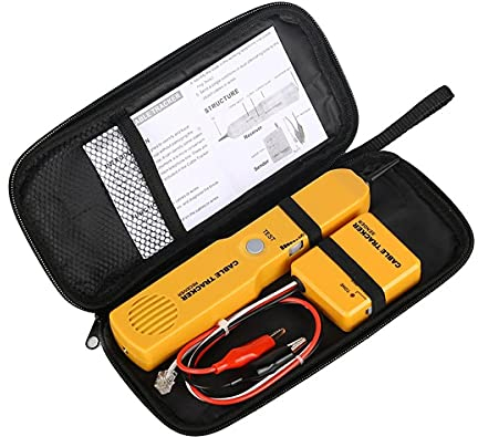 Network Cable Tester Cable Finder Tone Generator Probe Tracer with RJ11 Plug & Alligator Clips, Wire Tracker Network Tester Kit to Test Circuit Continuity for Network, Telephone Line, Coaxial