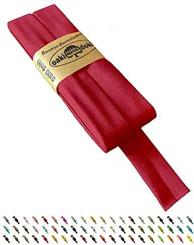 Sandras-Bastelladen Oaki Doki Schrägband/Einfassband Tricot de Luxe Jersey gefalzt 3m x 20mm 916-Magenta