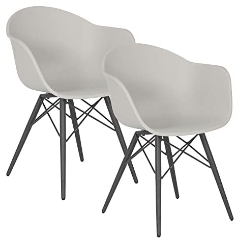 acamp Schalen-Sessel 2er Set New York | Design Stuhl skandinavisch & modern | Stuhl Esszimmer mit stabilem Aluminium-Gestell | Für Wohnzimmer, Büro, Garten, Schlafzimmer | Balkon-Stuhl Grau