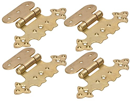 KOTARBAU® 4 x Bisagras para muebles, Bisagra de acero inoxidable, Bisagra de libro para puertas de muebles, Bisagra de doble hoja, Dorada, Conector multiuso, Bisagra para cajas decorativa, Retro