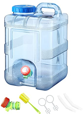 7.5-22L Jerricane d’Eau avec Robinet, Reservoir Eau Camping Car, Bidon d'eau avec Poignée, Bidon Alimentaire sans BPA, Bidon Plastique avec Robinet Remplaçable et Brosse de Nettoyage (10L)