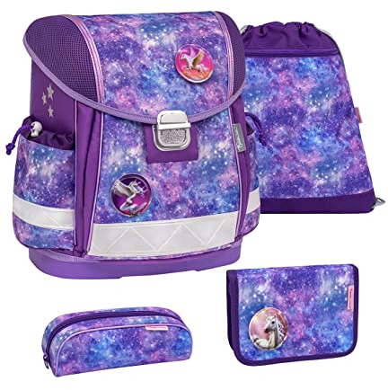Belmil 403-13 Schulranzen Set 4 - teilig mit Patch Set (403-13/AG/PC/S) (Violet Universe)