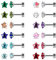12 Paare flache Rückseite chirurgischen Edelstahl Ohrstecker, Schraube zurück Herz Stern Quadrat Teardrop vergoldet CZ Birthstone Ohrstecker Set Silber Stern 5mm