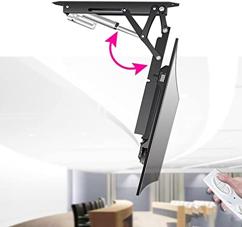 TV Wall Mount Motorized Ceiling Tv Mount, Hidden Drop Down Electric Tv Lift With Wireless Rf Remote, 0-75° Flip Down, Fits 32-70 Inch Led Screen Display, Black