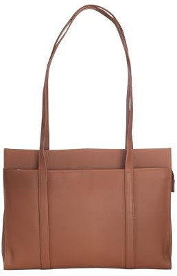 Josephine Osthoff Damen Handtasche Legat, Shopper aus 100% Echleder, handgemacht mit Laptopfach bis 13 Zoll, Henkeltasche mit Schultergurt, für Arbeit, Uni, Einkauf, mit Reißverschluss, Farbe:caramel