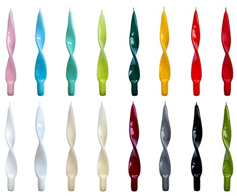 holiki gedrehte Kerzen No. 4 in Pistazie Lack - 4 Stück Twisted Candles - in 15 Farben I gedrehte Spiralkerzen Stabkerzen Spitzkerzen - 27 x 2,2 cm - Trendkerzen
