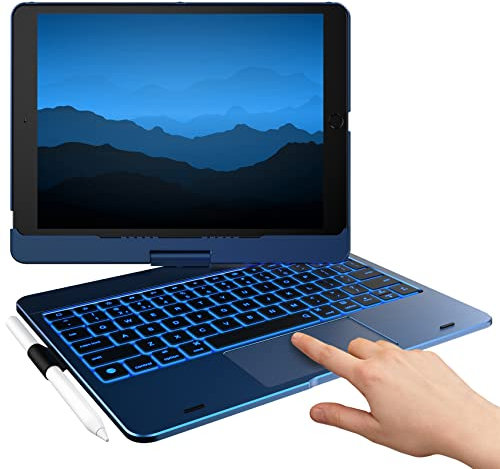 typecase Étui tactile pour iPad 9{^>e<^} génération avec clavier (10,2, 2021), pavé tactile multi-touch, rétroéclairage 10 couleurs, rotatif à 360°, fin et léger pour 8{^>e<^} génération (2020),