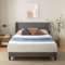 Zinus Sasha Bed 140x200 cm - Höhe 25 cm - Gepolsterter Plattformbettrahmen mit Wingback Kopfteil und Bambuslattenrost - Mittelgrau