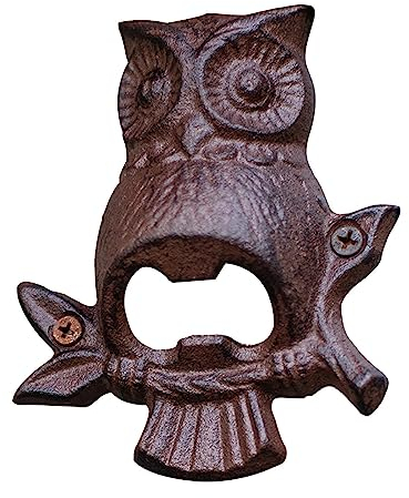 Wall Mount Bottle Opener - Cast Iron Owl Bottle Opener Wall Mounted - Sand Casting Decorative Decor Sturdy Antique for Shop, Garden, Home, Bar, Garage Retorno