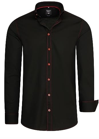 Rusty Neal Herren-Hemd Premium Slim Fit Langarm Stretch-Hemd mit Kontrast-Naht Freizeithemd 024