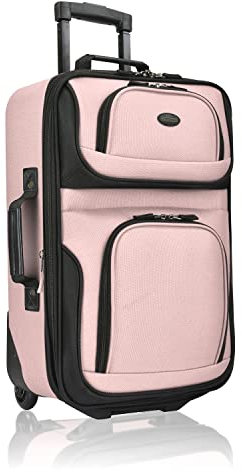 U.S. Traveler Ensemble de Bagages à Main Extensibles en Tissu Robuste Rio, Rose, Simple, Valise légère et Souple à roulettes de 50,8 cm