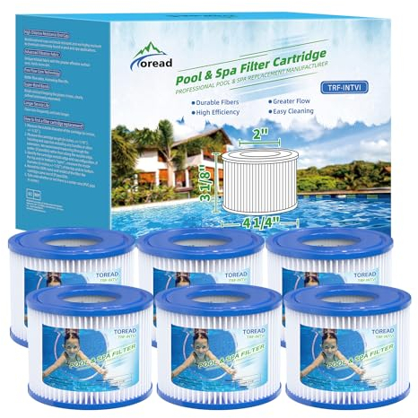 TOREAD Filtro de spa de repuesto para spa tipo VI, filtro de bañera de hidromasaje, sustituye a 90352E, Lay-Z Spa, juego de 6