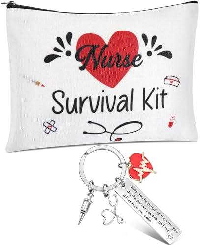 Hestya 2 Geschenke für Krankenschwestern Nurse Survival Kit Tasche Krankenschwester Make-up Tasche Krankenschwester Schlüsselanhänger mit Herz Stethoskop Spritze Krankenschwester Kosmetiktasche