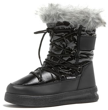 JOMIX Stivali Donna Doposci Stivaletti Invernali da Neve Pelosi Caldi Scarpe Impermeabile da inverno MD9542 (Nero, 36)