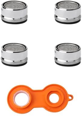 Juliyeh Tap Throttle, Universal Metal Nozzle 24mm, Anti-Splash Water Saving spout Filter, tap Filter Nozzle with Rubber Washer for Kitchen Sinks, bathrooms, Restaurants and Public Places (4 Pieces)