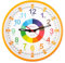 Kiddus Kinder Wanduhr, Jungen und Mädchen, Analoger Lernuhr mit Zeitlernübungen, Kinderwanduhr Ohne Ticken, Kinderzimmer Lautlose, Schule, Uhrzeiger Deutsch
