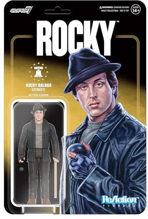 Super7 Rocky Balboa (Street) – 9,5 cm große Rocky-Actionfigur mit Zubehör, klassischen Film-Sammlerstücken und Retro-Spielzeug