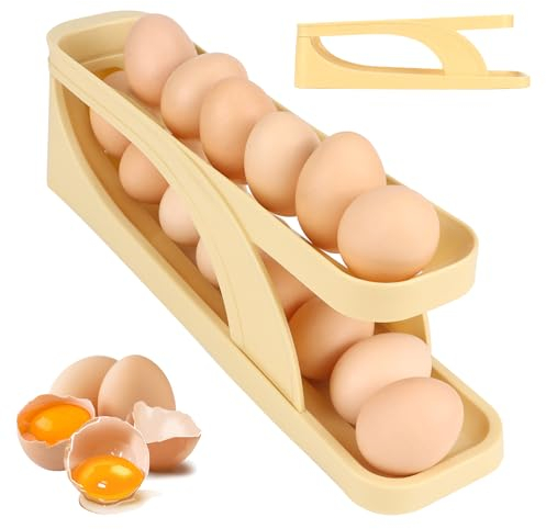 Hueveras para Frigorífico Dispensador de Huevos 13-14 Huevos rodante automático para Almacenamiento en Nevera Organizador de Huevos soporte para huevos para nevera