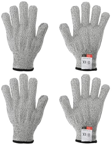PATIKIL Cut Resistant Gloves, 2 Pair Level 5 Protection Anti Cutting Gloves Cut Proof Gloves for Kitchen Wood Carving Working, Medium, Gray