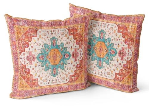 Snylcce 2er Set Kissenbezüge Boho Tangerine Antike & Vintage Design Kissenbezug in 50x50 cm weich für Gartensofa, Sofa, Bett - Zierkissenbezüge 20x20 inch