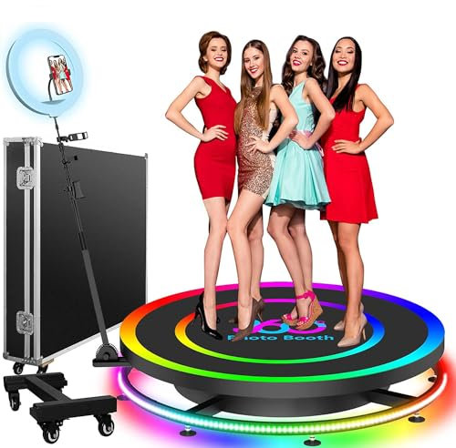 FXNFXLA Máquina De Fotomatón 360 para Fiesta con Luz RGB, Estuche De Vuelo, Cabina De Cámara Selfie 360 ​​con Logotipo Personalizado Gratuito (39,4 Pulgadas)