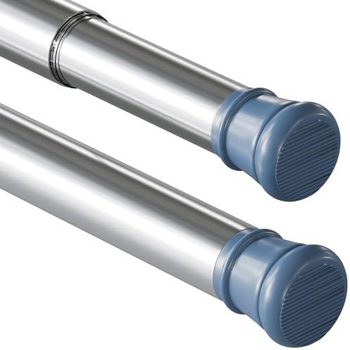 1PC Tension Rod No Drill Shower Curtain Pole Extendable Curtain Poles Shower Curtain Rail for Bathroom, Window, Door, Wardrobe, 73-145cm/28.74-57.09Inch(Diameter:25mm) Silver
