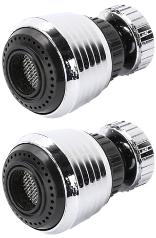 UILYNIU 2 Pièces Mousseur Robinet Robinet d'eau Pivotante à 360°, Aerateur Robinet Economie Eau, Cuisine Économiseur d'eau Double Fonction Rotation, Embout Aérateur de Robinet 360° (Argent)