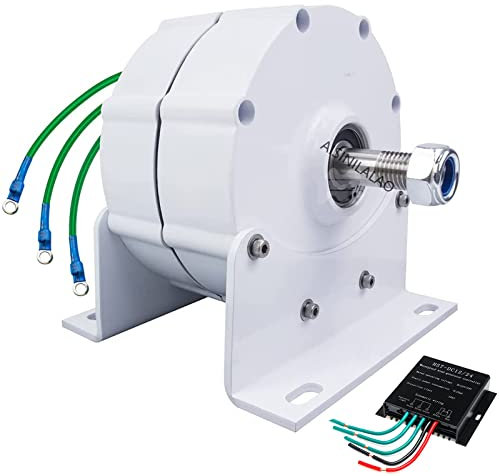 AISINILALAO 220v,Niedergeschwindigkeits-5000W Permanentmagnet-Generator,12V 24V 48V 3 Phasen-Gearless-Elektromotor für Windkraftanlage oder Wasserturbine (mit Basis)