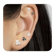 ZHESHY 5 Paar Ohrringe Silber 925 Set Ohrstecker Gold Damen 14 Karat Vergoldet 925 Sterling Silber Stecker Kleine Rund Perlen Zirkonia Goldene Wasserfest Hypoallergen Stapelbar Ohrringe Frauen