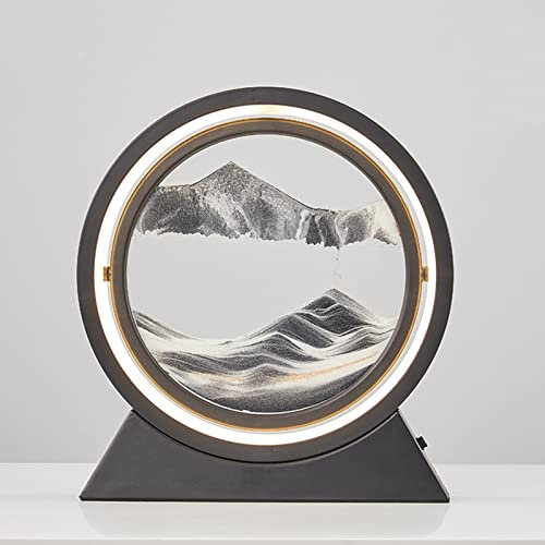 HUNTFF Ornements décoratifs d'art de sablier 3D, Image d'art de Sable en Mouvement, Paysage de Sable de la mer Profonde en Verre 3D, Cadre de Sable Fluide, Ornements de Bureau, Peinture de 12 Pouce