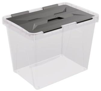 Sunware Onyx Aufbewahrungsbox 15L - 36x23,5x26,3cm - transparent Kunststoff mit Deckel stapelbar - aufbewahrungsbox mit deckel groß - Storage boxes with lids
