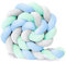 AmphaDeco Bettschlange 1 2 3 4 5 M, Bettschlange Baby, Bettschlange Geflochten, Nestchenschlange, Geflochtene Bettschlange Baby, Babybett Schlange, Nestschlange Babybett,Blau grau grün,400cm