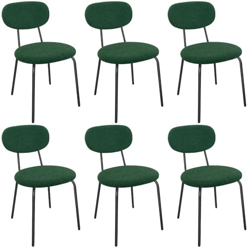 LEWE Esszimmerstühle 6er Set, Stapelbar Polsterstühle, Moderne Küchenstühle mit Unabhängige Rückenlehne, Kleine Runde Metallseitenstühle für Esszimmer, Küche, Restaurant, Schlafzimmer