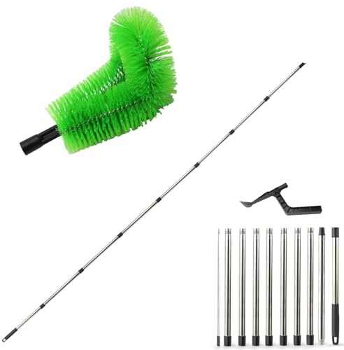 2 in 1 strumenti per la pulizia delle grondaie, spazzola per grondaie da 3,2 m con pala per foglie, paletta per pulire foglie e detriti, strumenti telescopici per la pulizia di grondaie da terra