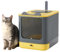 LCZLBRRD Cajas de arena para gatos totalmente cerradas mejoradas con tapa, caja de arena cubierta, antisalpicaduras, fácil de limpiar, caja de arena para gatitos con cajón, 3 modos que se pueden