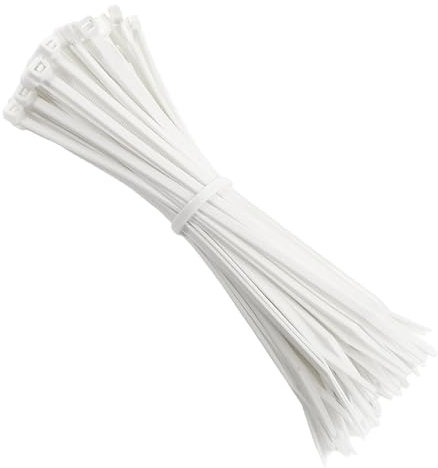 ATP Consumables Cable Ties 550mm x 4.8mm - White Zip Ties - Pack of 100 - Under Desk Cable Management - Durable Nylon - Tensile Strength - Reusable Cable Ties - Cable Lock - Office Accessories